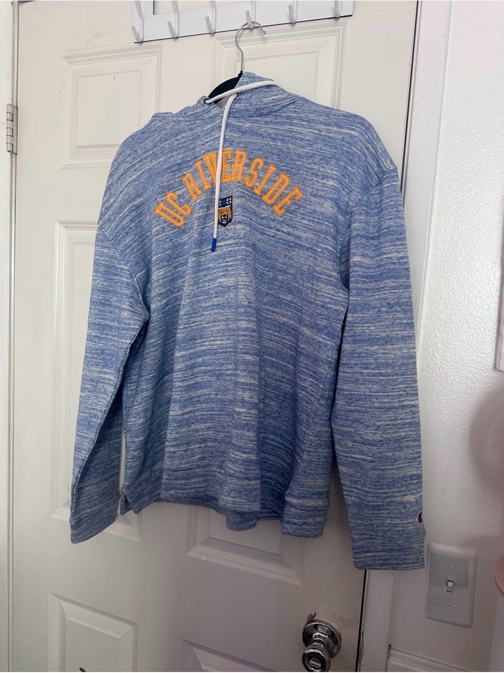 Champion UC Riverside Blue Marled Crewneck Sweatshirt with Gold Logo
